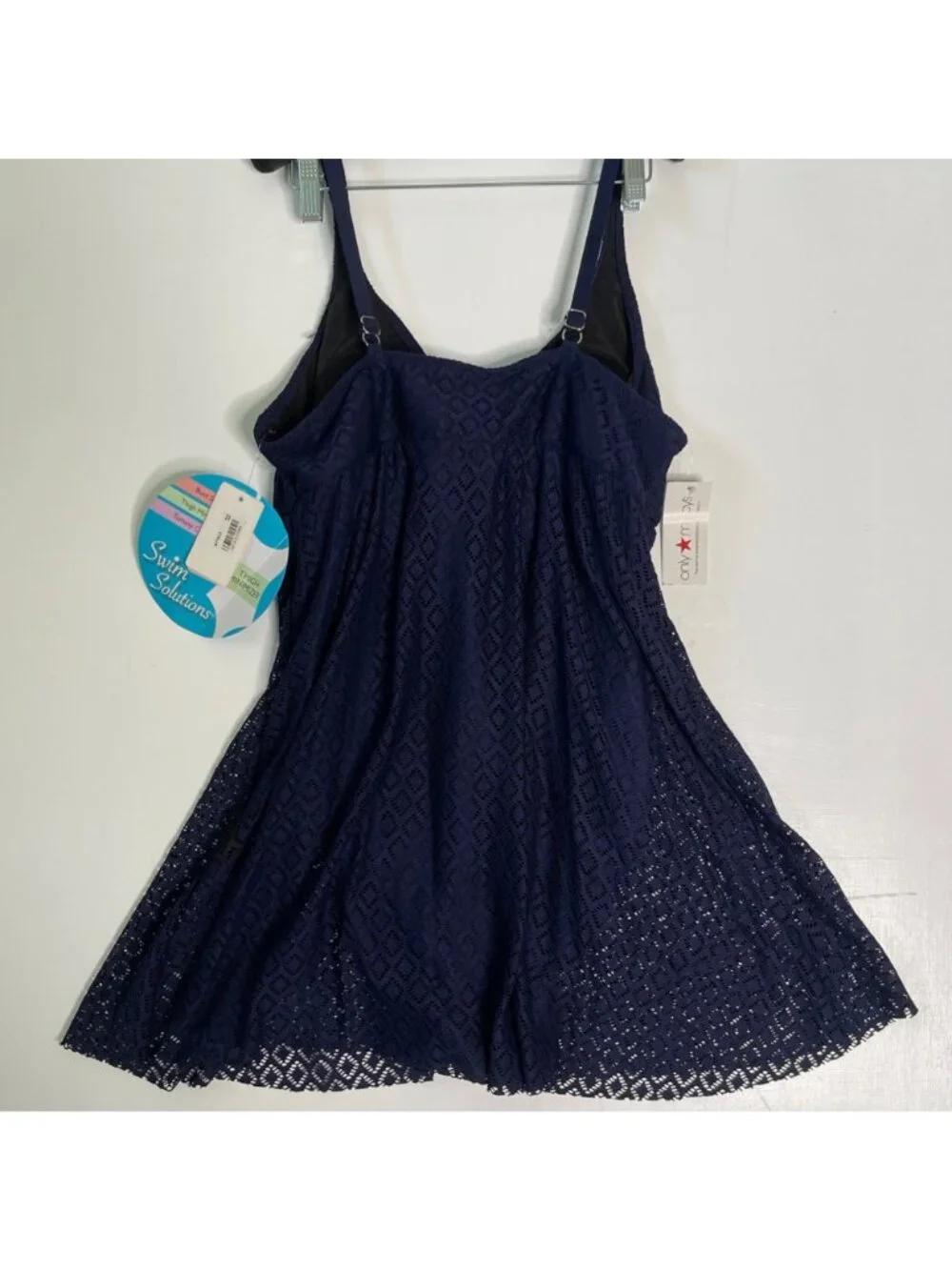 New Swimdress Swim Solution Crochet Flyaway One-Piece Tummy Control Navy Size 18 - Picture 6 of 14